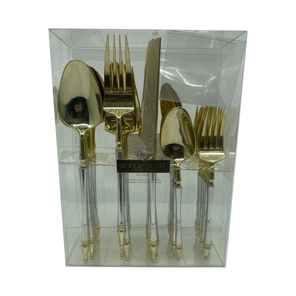 Sophisticated Cutlery 40 pcs Silver / Gold Top Plastic Tableware  Sophisticate   