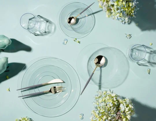 Noble Collection Shiny Gold Top/Grey Bottom Flatware Set 40CT Tablesettings Decorline