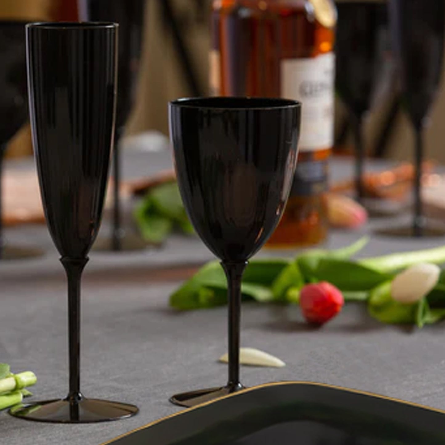 Black Plastic Champagne Cup 6oz Champagne Glasses Decorline