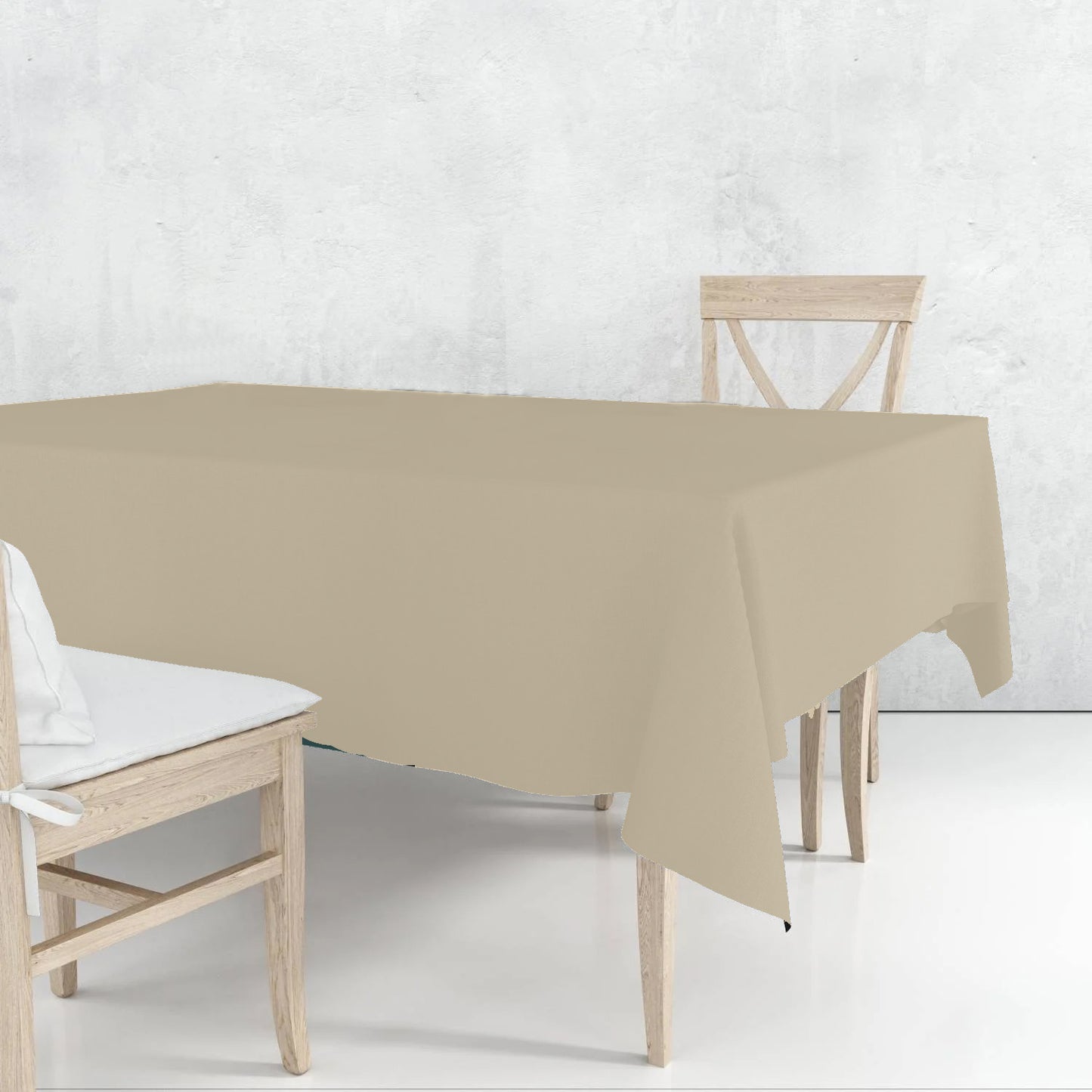 Disposable Plastic Premium Tablecloth Heavyweight Rectangle Ivory 54" x 108" Tablesettings VeZee