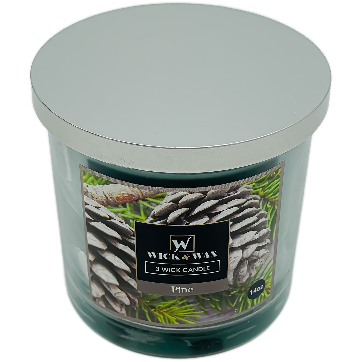 Pine Scented Jar Candle (3-wick) - 14oz. WICK & WAX
