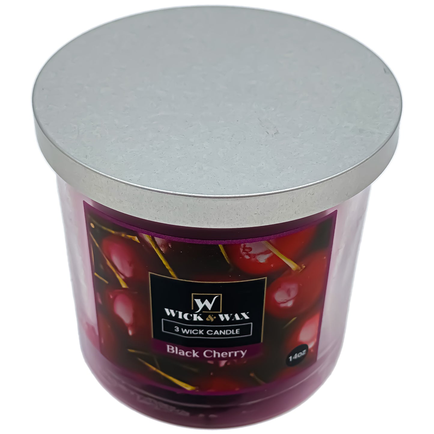 Black Cherry Scented Jar Candle (3-wick) - 14oz. WICK & WAX