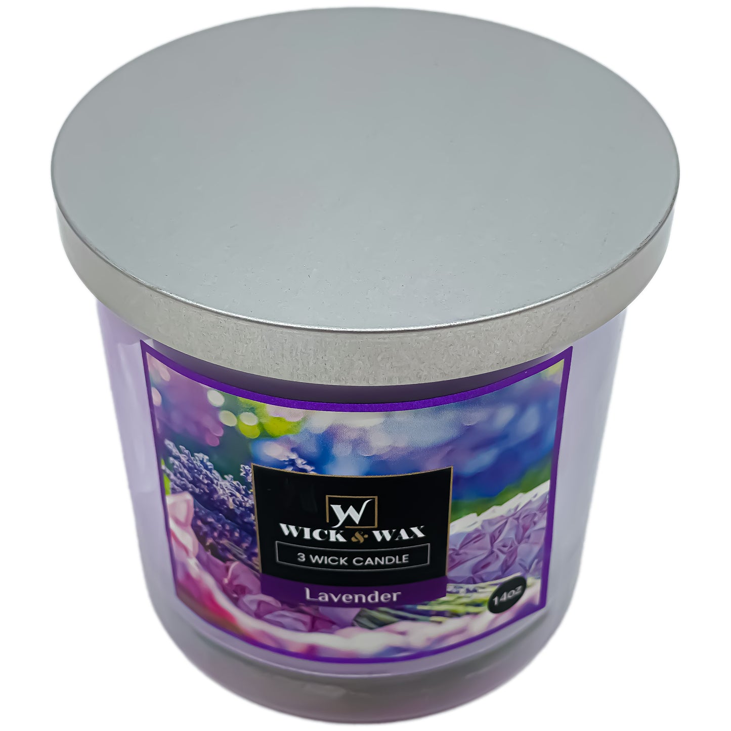 Lavender Scented Jar Candle (3-wick) - 14oz. WICK & WAX