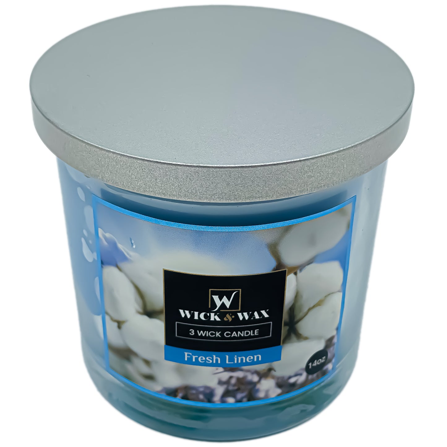 Fresh Linen Scented Jar Candle (3-wick) - 14oz. WICK & WAX