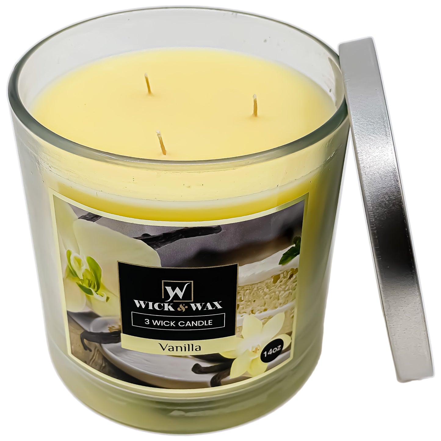 Vanilla Scented Jar Candle (3Wick) 14oz WICK & WAX