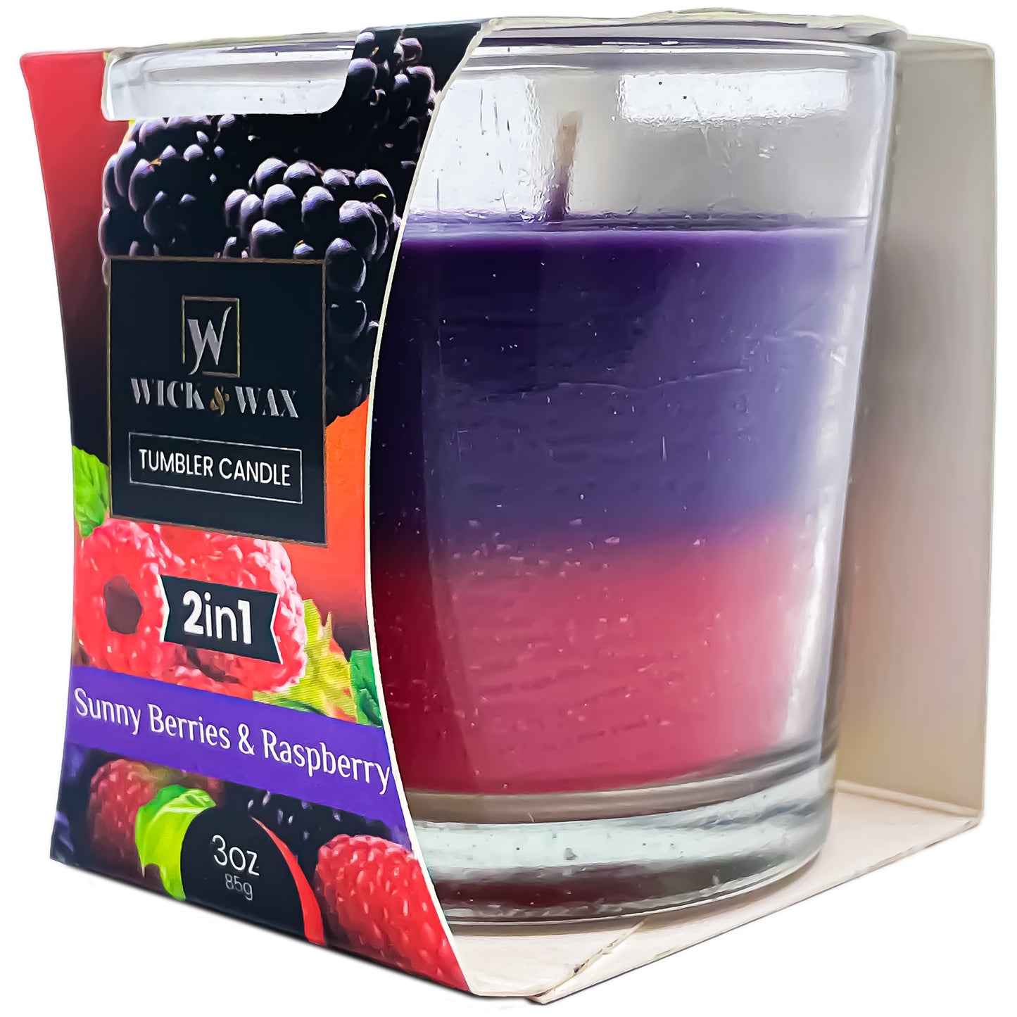 Sunny Berries & Raspberry Double Scented Jar Candle - 3.5oz. WICK & WAX