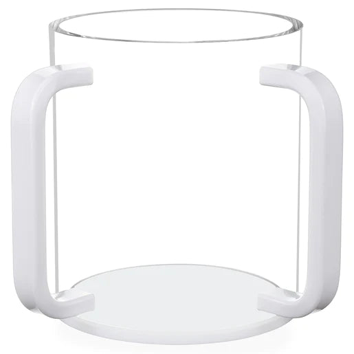 Clear Lucite Wash Cup with White Base and Handles  King Zak   