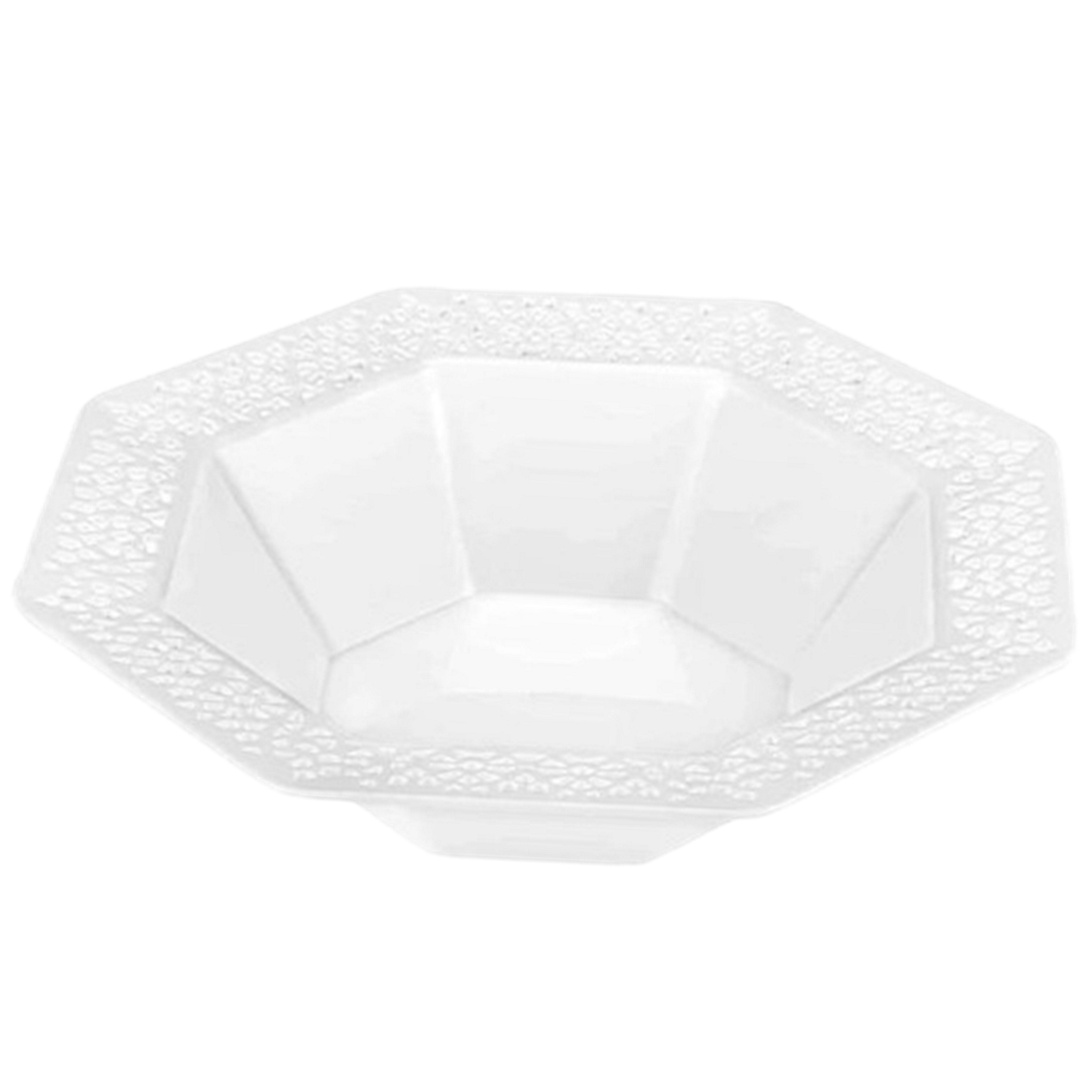 Lillian Tablesettings Lacetagon Plastic Plate Pearl 5 oz Bowls Lillian