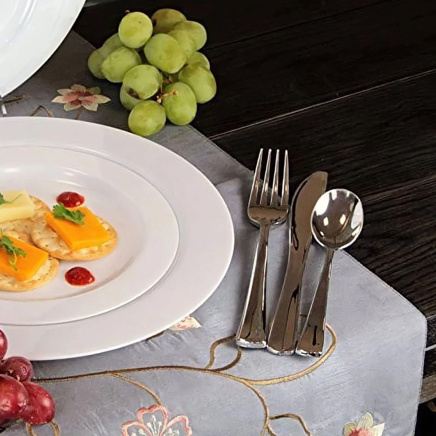 *BUY BULK* Lillian Polished Silver Spoon – Premium BPA-Free Plastic Disposable Cutlery Tablesettings Lillian Tablesettings