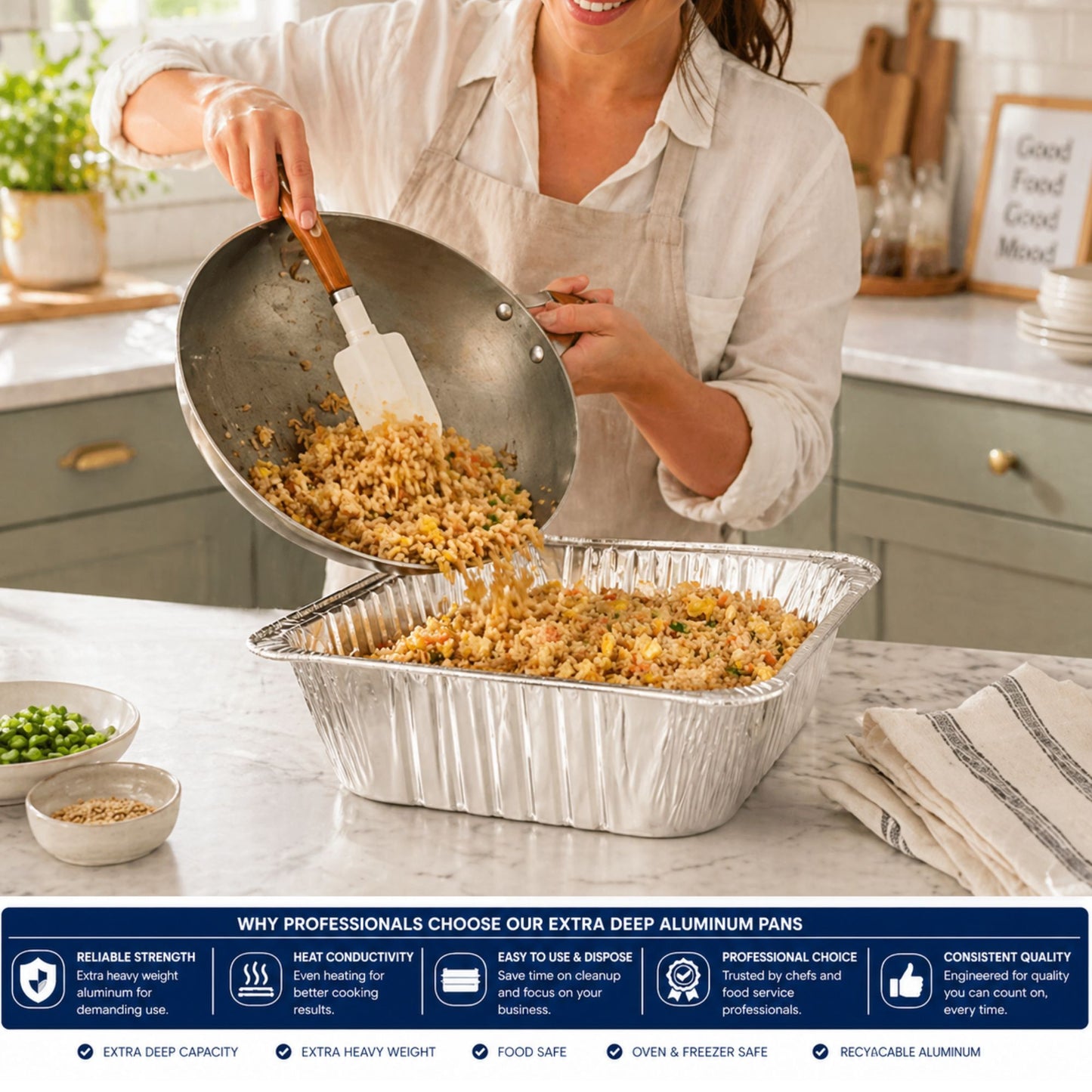 *WHOLESALE* 9 x 13” Half Size Extra-Deep Extra-Heavy Disposable Aluminum Pans 100ct/case Disposable Roasting Pans VeZee