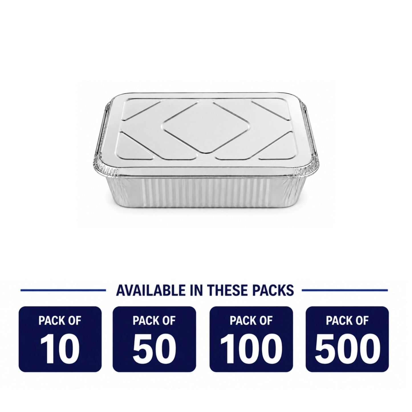 2.25Lb Oblong Aluminum Pan 8.25"x 5.75" Disposable with Aluminum Lid (Must bend edges of pan to fit Lid) Aluminum Pans with Lids VeZee