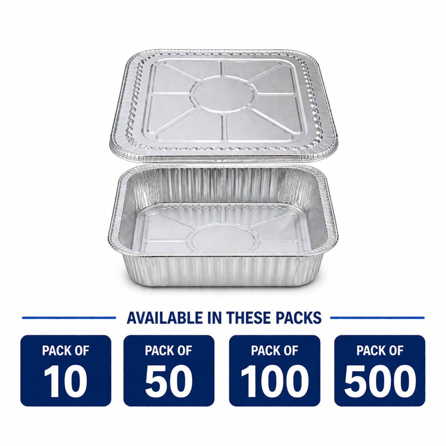8" Square Deep Aluminum Disposable Pans with Lids Aluminum Pans with Lids VeZee