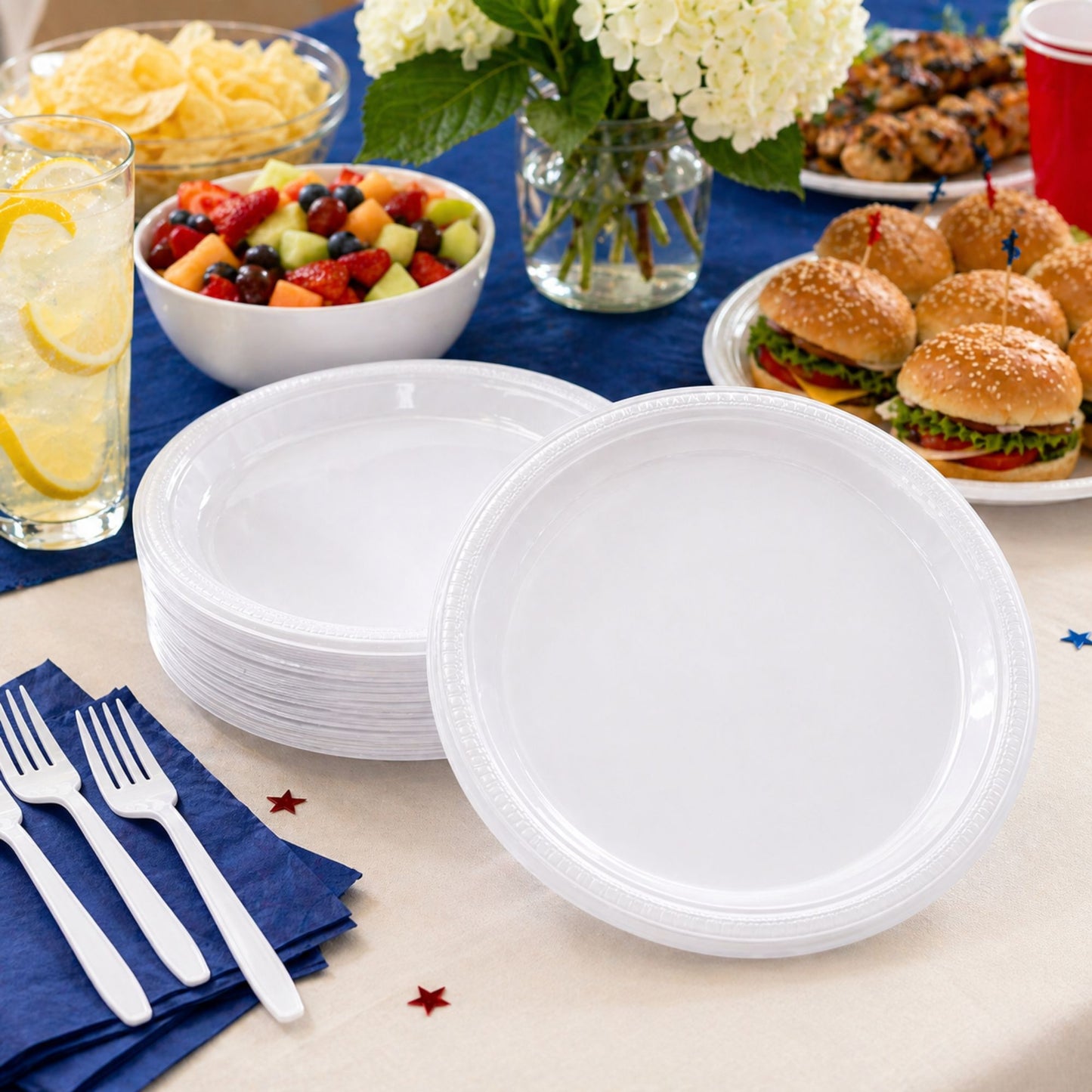 9" White Plastic Plates Disposable Disposable Plates Party Dimensions