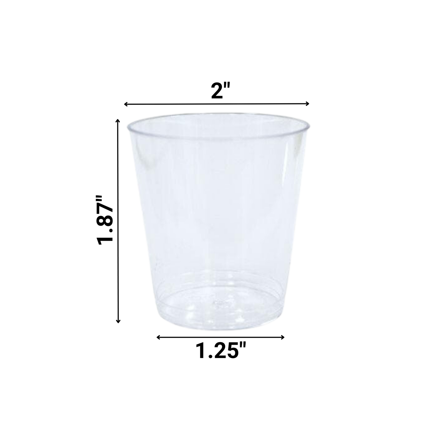 Plastic Shot Cups 2oz. Cups Party Dimensions   
