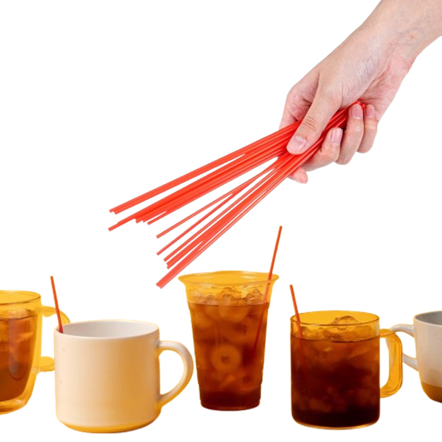 *WHOLESALE* 8" Disposable Red Plastic Heavy Duty Sip Stirrers - Coffee Stirrer Straws | 1000, ct. Stirrers VeZee