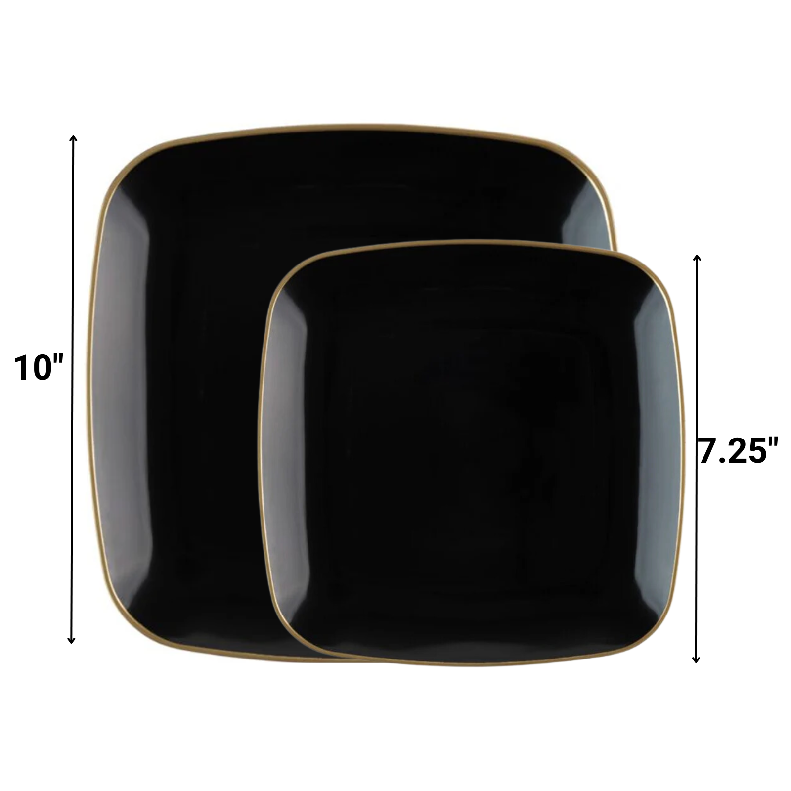 Orchid Collection Black and Gold Rim Square Dinner Tableware Package Set Plates Blue Sky   