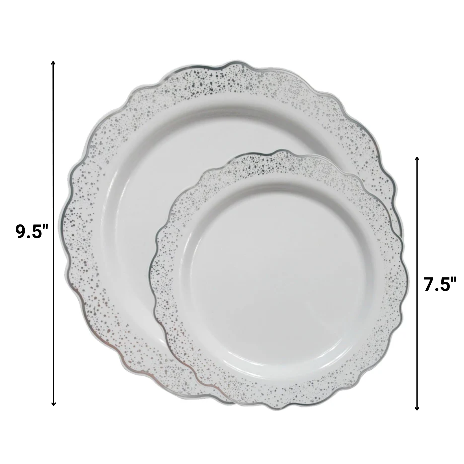 CONFETTI COLLECTIONS PLASTIC WHITE SILVER TABLEWARE PACKAGE Plates Decorline   