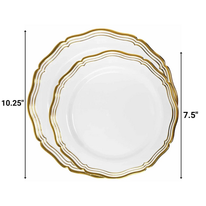 Aristocrat Collections Dinner Plate White & Gold Tableware Package Plates Decorline   