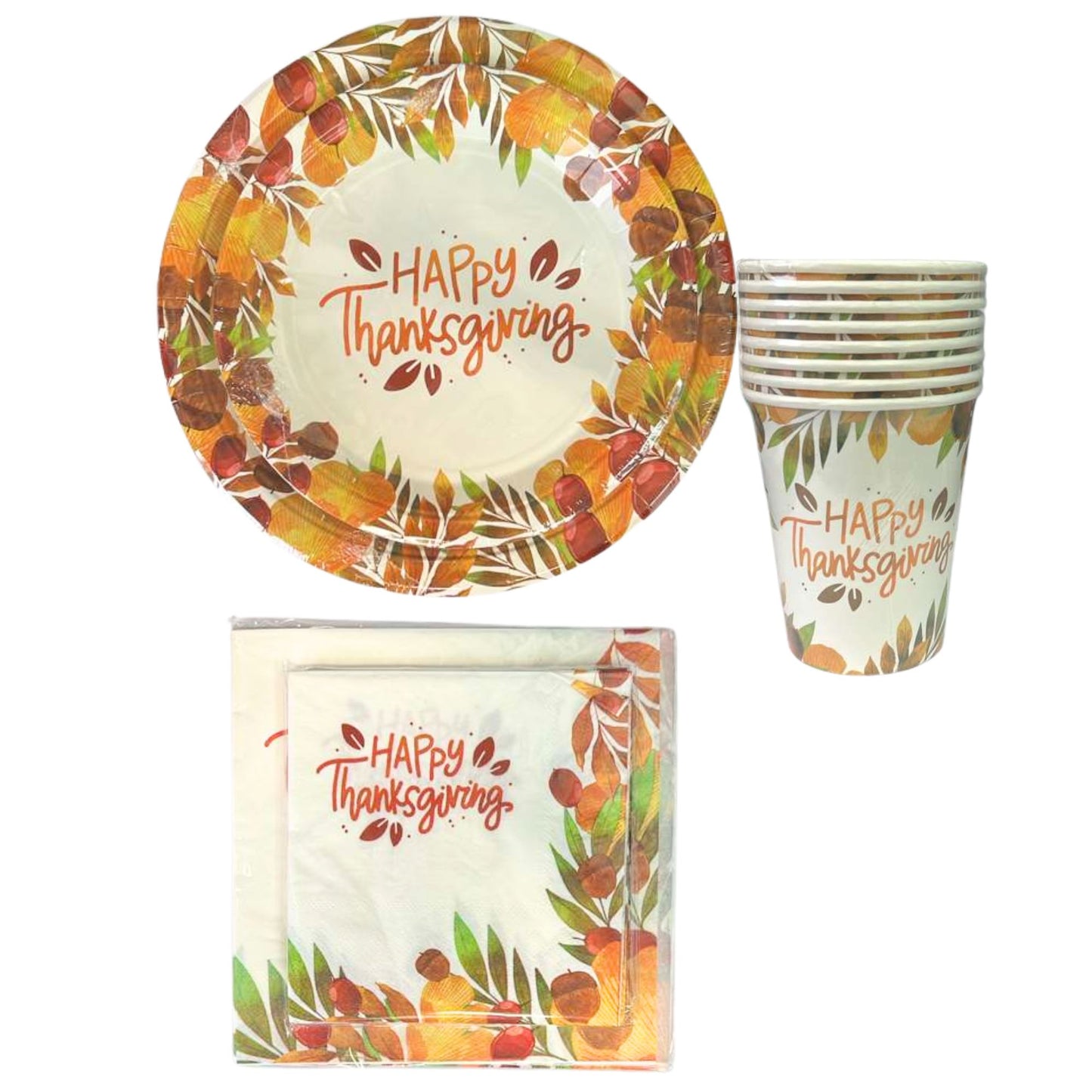 Happy Thanksgiving” Fall-Themed 13" x 13" Paper Napkins-16Pcs Paper Napkins OnlyOneStopShop