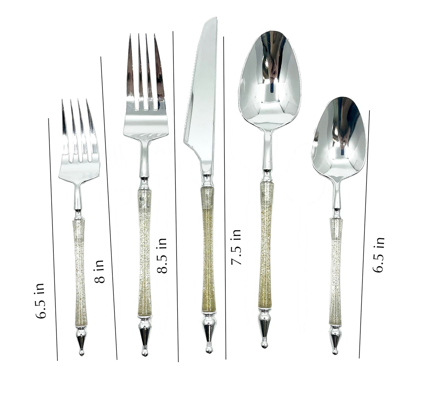 Sophisticated Cutlery 40 pcs Glitter Gold / Silver Top Plastic Tableware  Sophisticate   