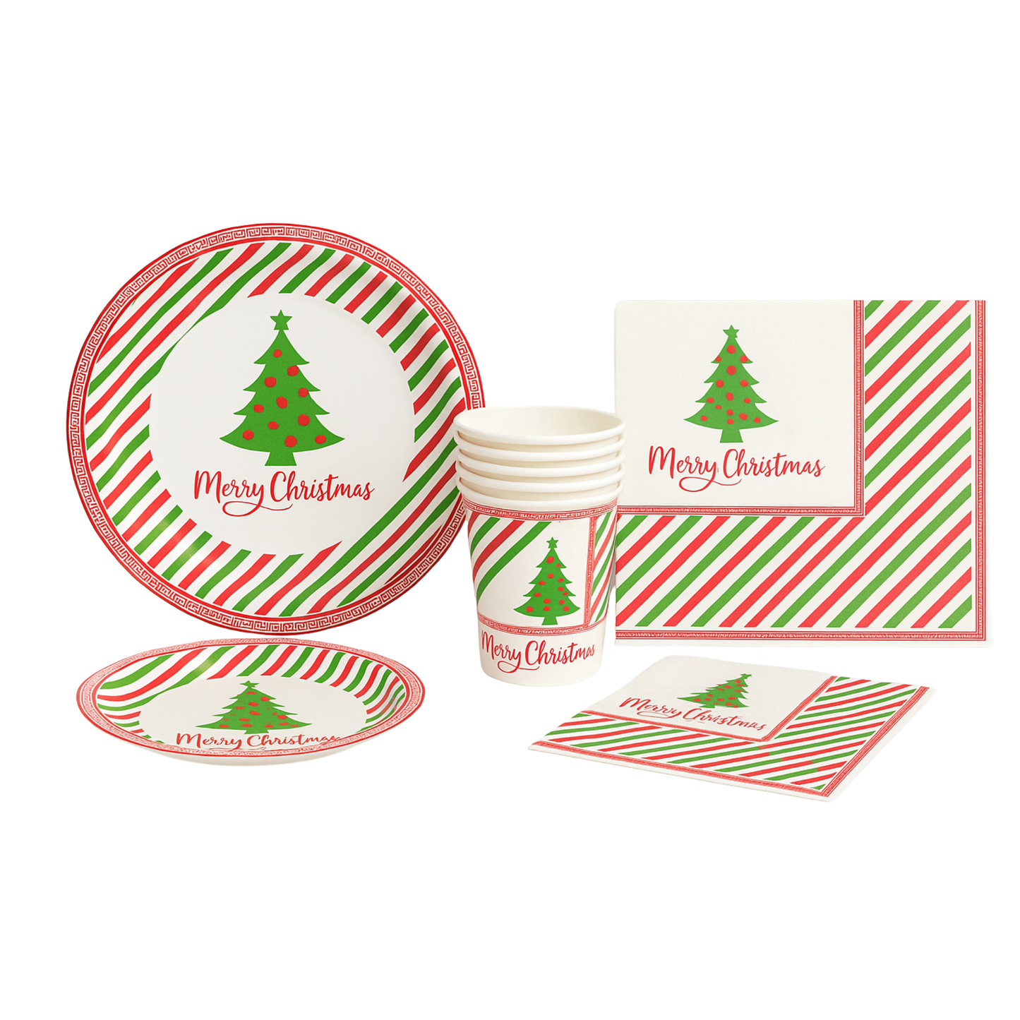 7" Merry Christmas Tree Paper Plates – Festive Disposable Dinner Plates: 8CT Disposable Plates Onlyonestopshop
