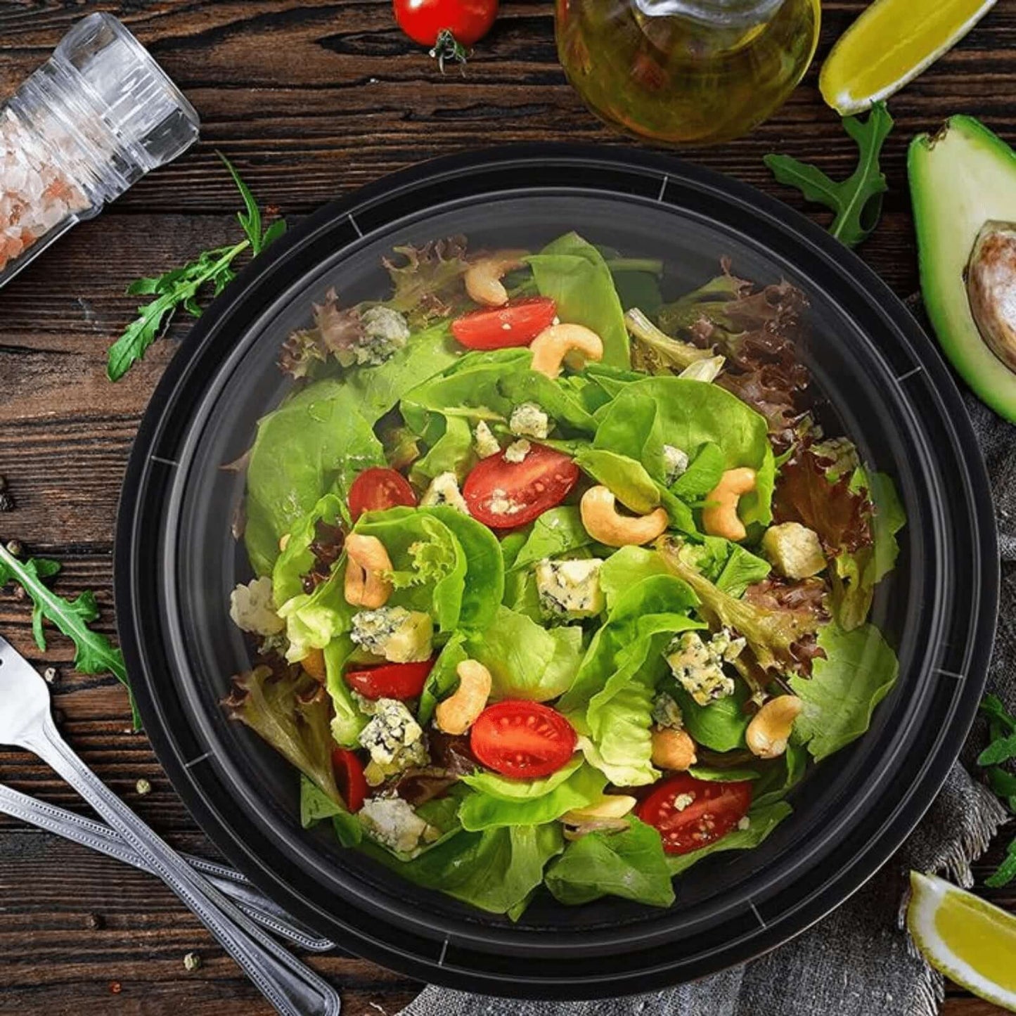 48oz. Disposable Round Meal Prep/ Bento Box Containers with Clear Lids Food Storage & Serving VeZee