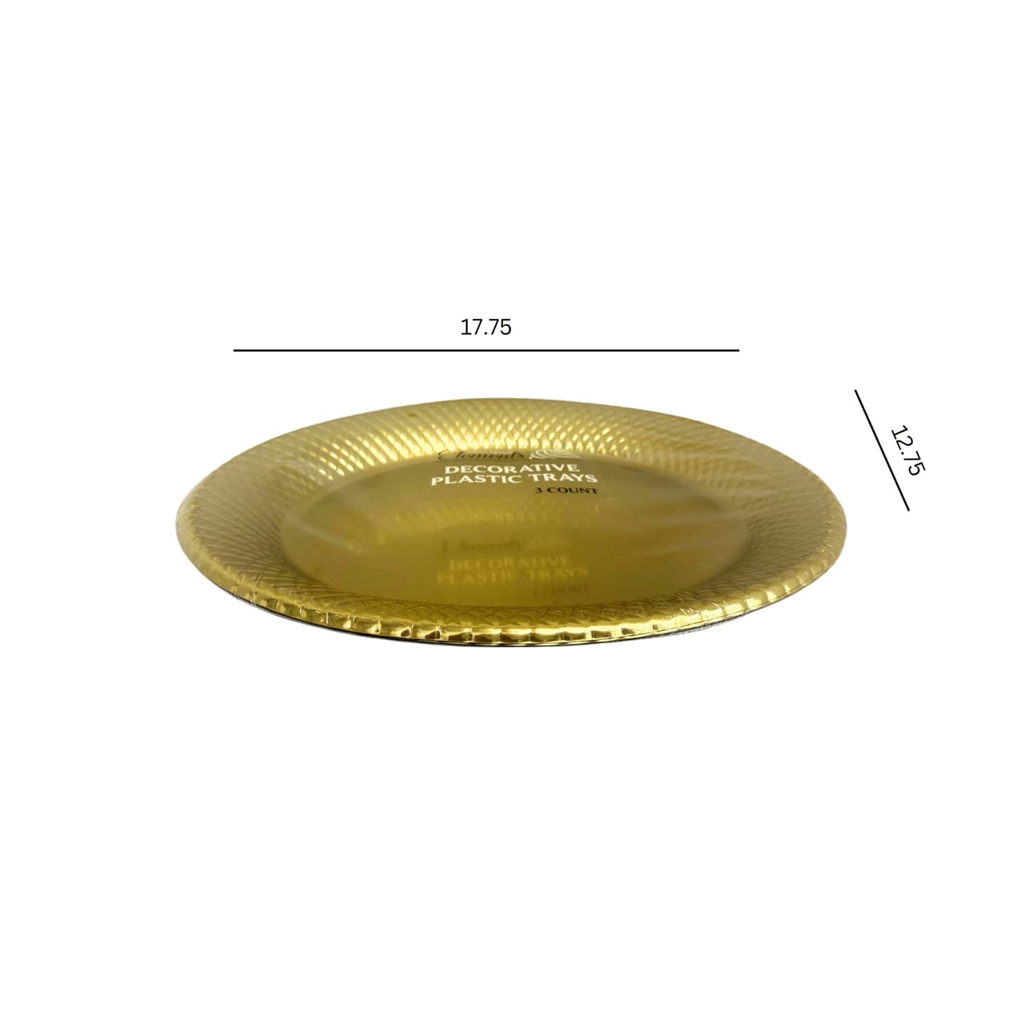 17.75X12.75 Gold Oval Metallic Serving Disposable Plastic Tray Tray King Zak