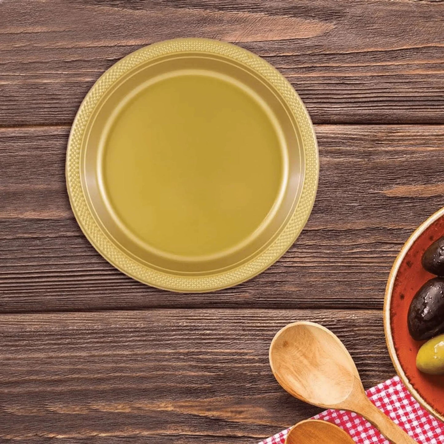 10" & 7" Gold Disposable Plastic Plates Combo Set Disposable Plates Hanna K Signature