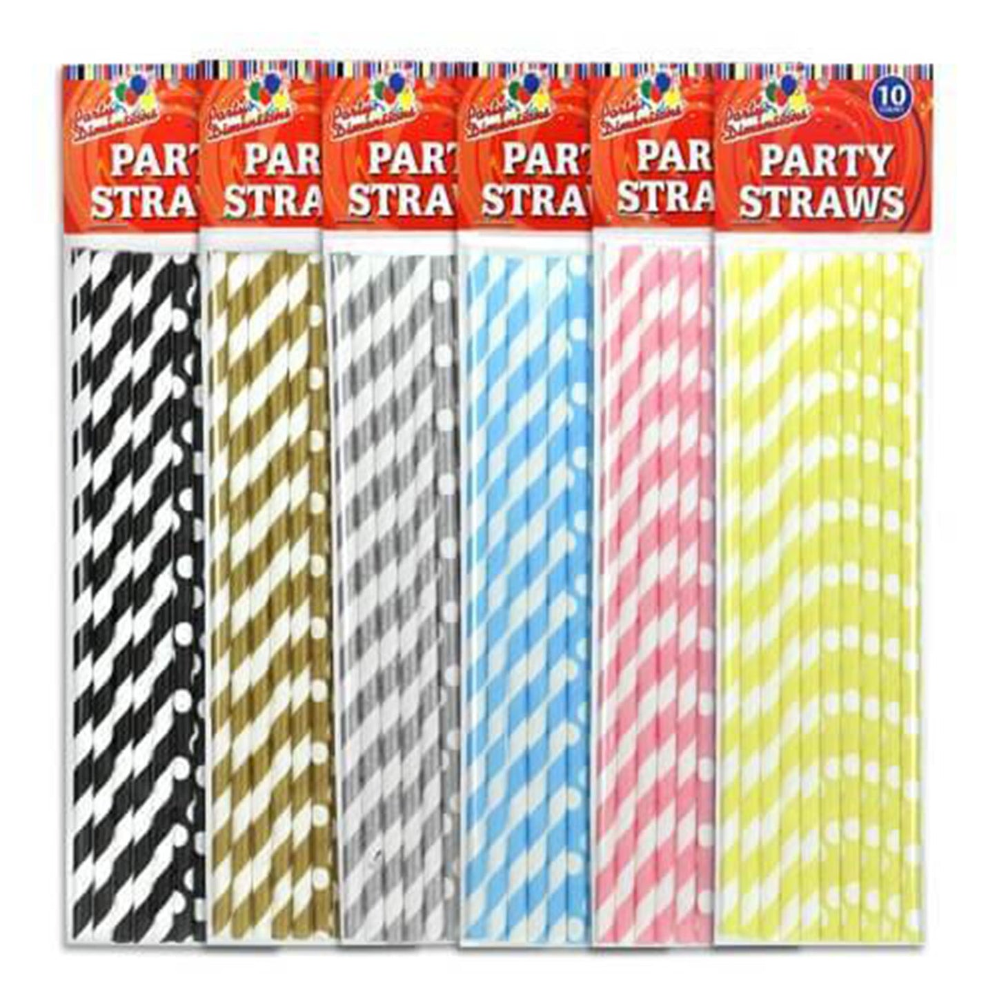 Elegant Pastel Paper Straws Tops & Straw Party Dimensions