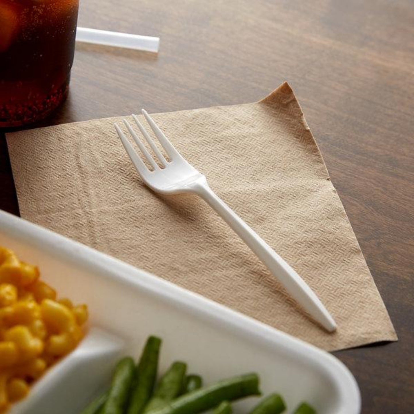 *BUY BULK* Medium Weight Fork White Cutlery VeZee