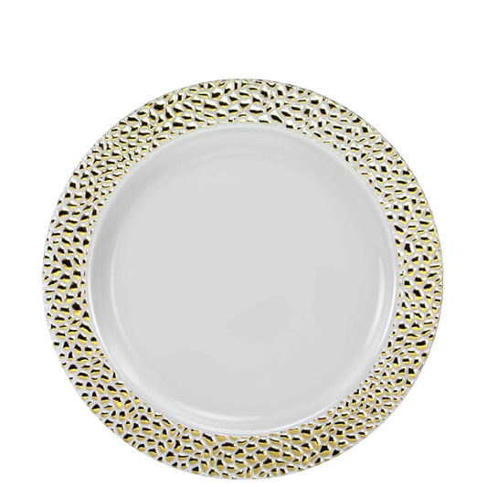 Pebbled Plastic Salad Plate Gold 7.5" Elegant Plates Lillian   