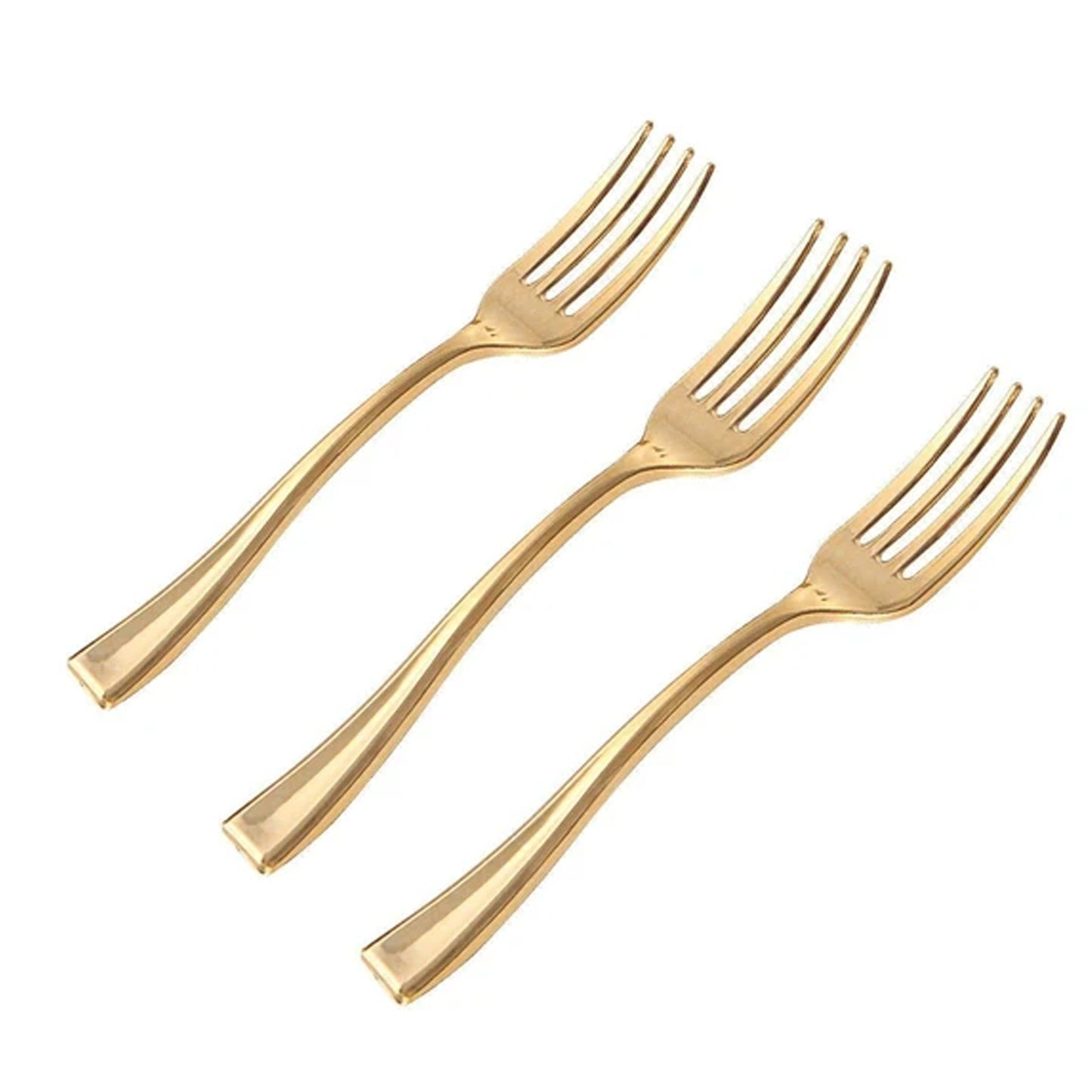 Gold Mini Plastic Forks 4.5" Serverware Decorline