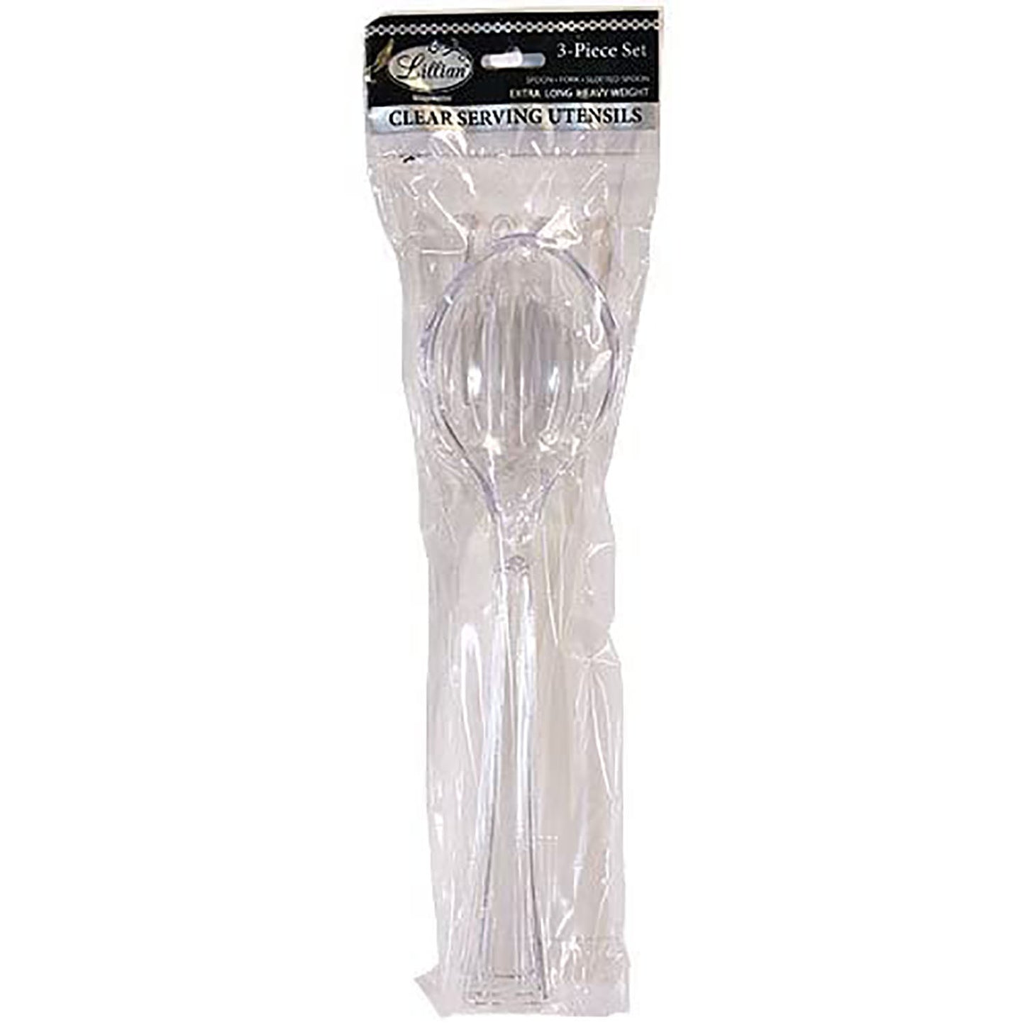 Clear Heavyweight Plastic Slotted Salad Serving Spoon 12" Serverware Lillian