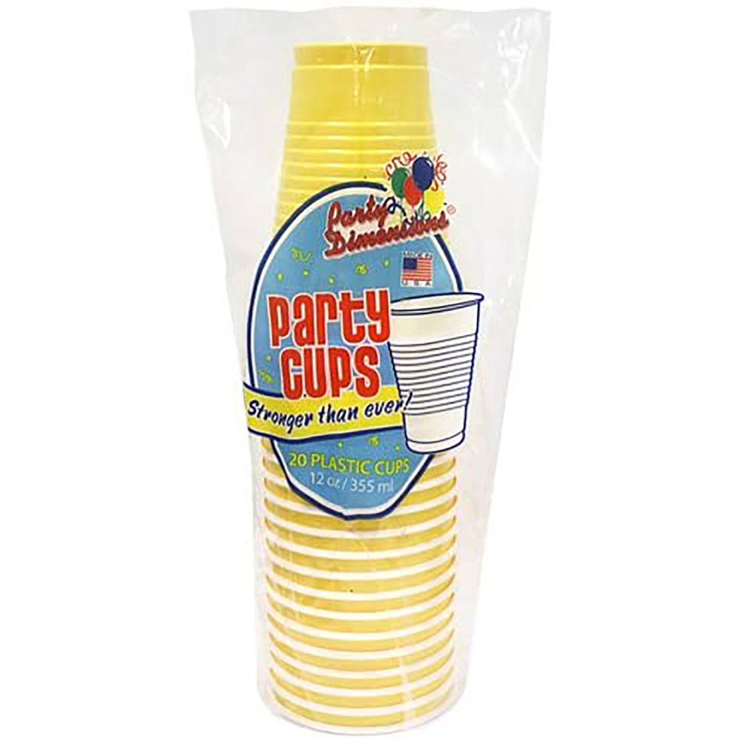 Sunshine Yellow Co-Ex Plastic Cup 12 oz Cups Party Dimensions   
