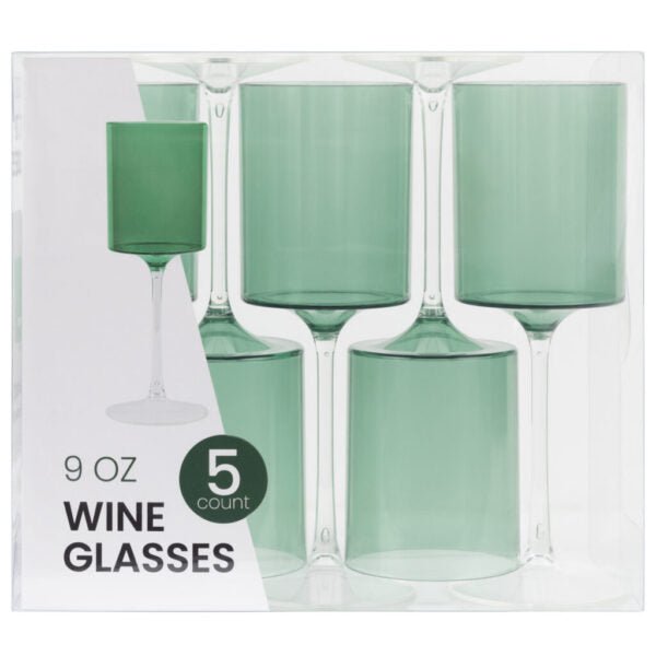 Two Tone 9 Oz Green/Clear Plastic Wine Goblets Wine Goblets SIMCHA Collection