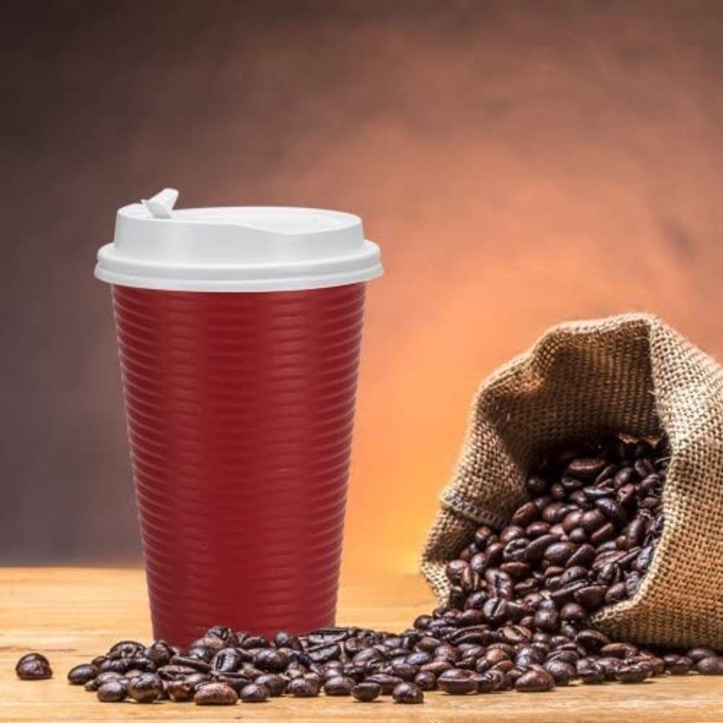 Paper Cup Maroon Hot Cold with lid 16 oz Paper Cups VeZee
