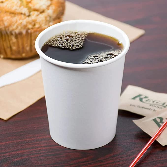 *WHOLESALE* 8 oz White Poly Paper Cups Hot and Cold Disposable Leak Resistant Cups 1000/ Case Paper Cups VeZee