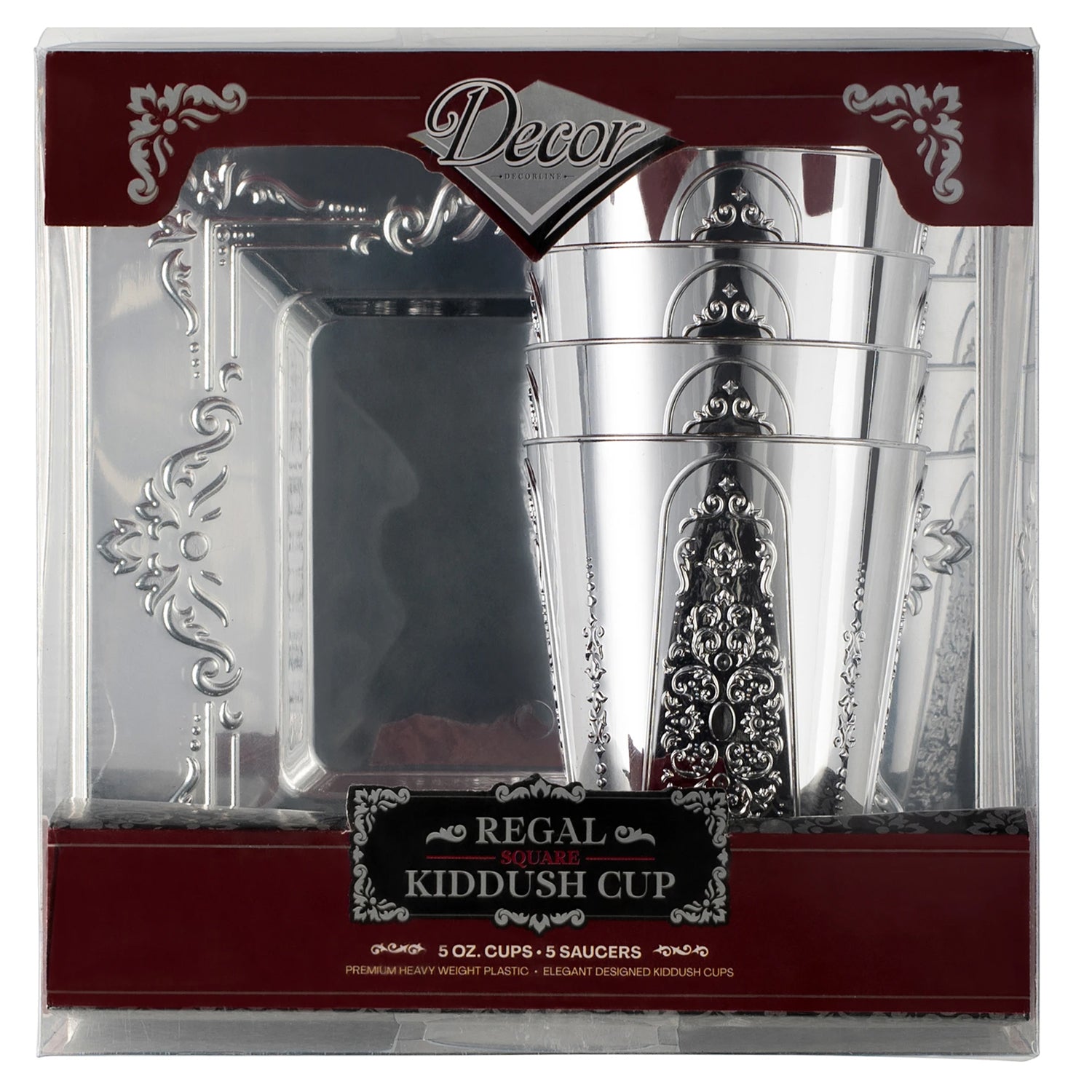 Regal Square Wine Kiddush Cup with Trays 5 oz Tablesettings Decorline   