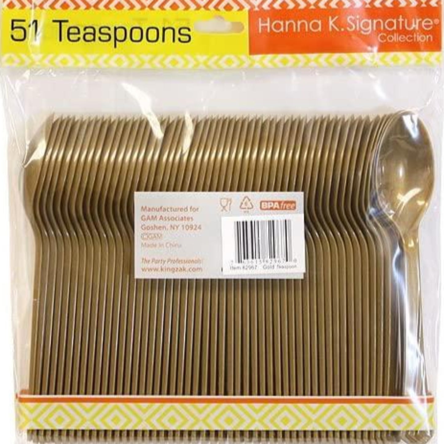 Teaspoon Gold Heavy weight Plastic Cutlery Hanna K Signature