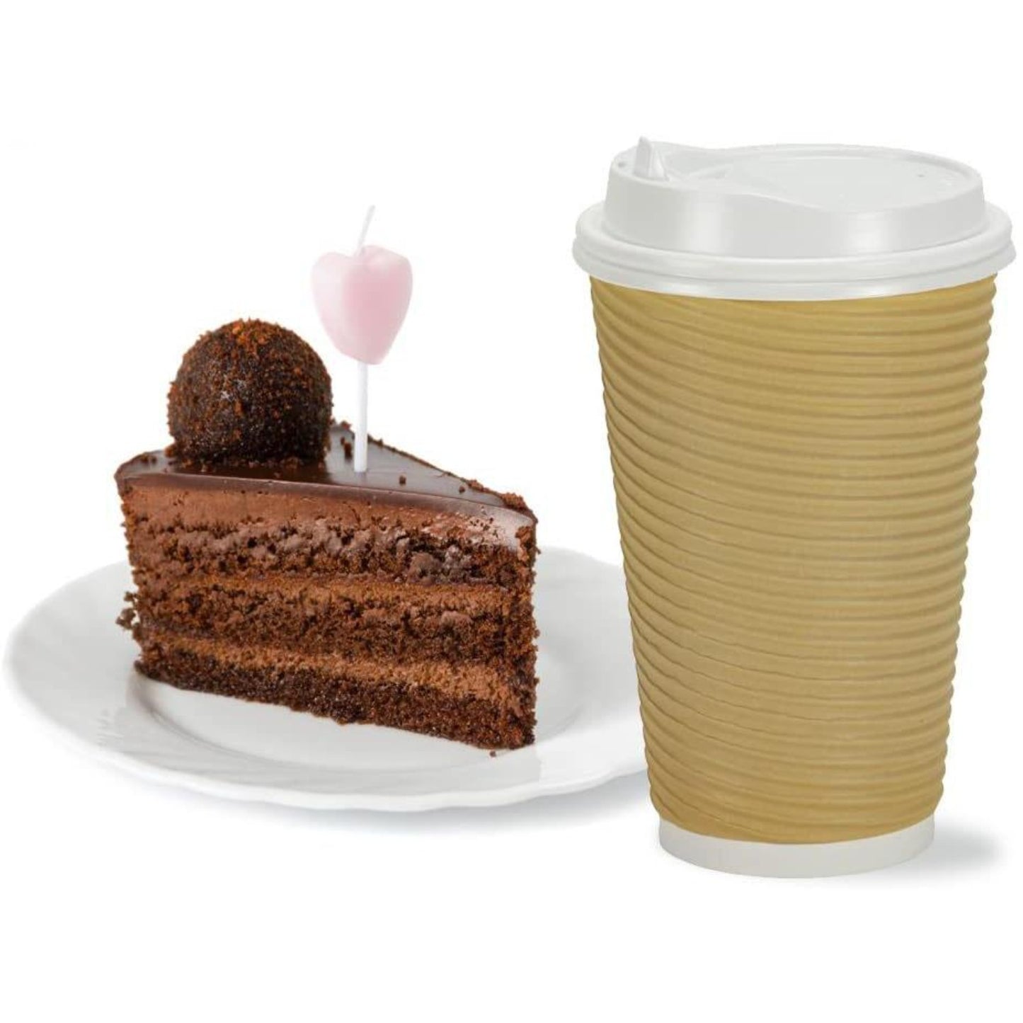 Paper Cup Tan Hot Cold with lid 12 oz Paper Cups VeZee