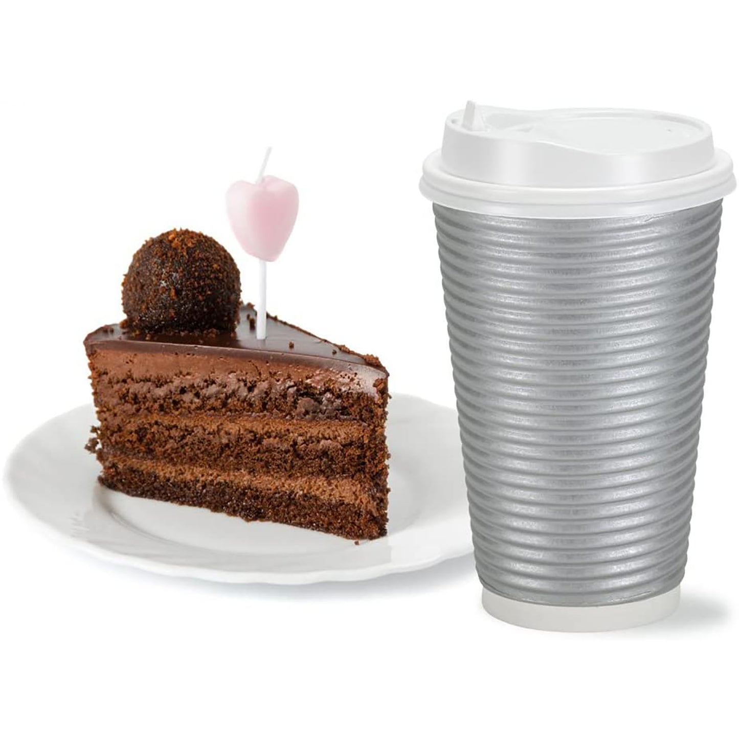 Paper Cup Ripple Hot Cold Silver with lid 16 oz Paper Cups VeZee