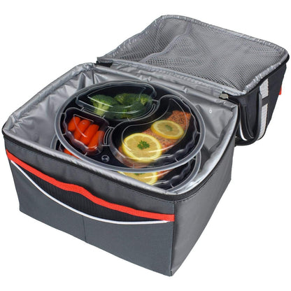 Case of Black Plastic - 48oz. - Disposable - 9" Round - Triple Compartment - Microwavable Containers w/ clear lids | 150 ct. Food Storage & Serving OnlyOneStopShop   