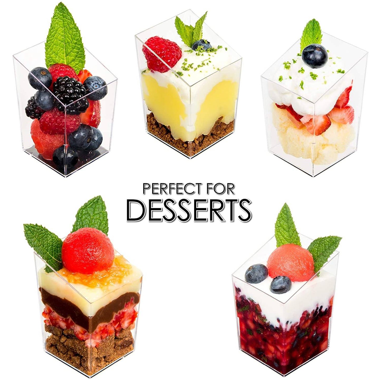 Clear Mini Plastic Square Tower 3.5 oz Serverware Lillian