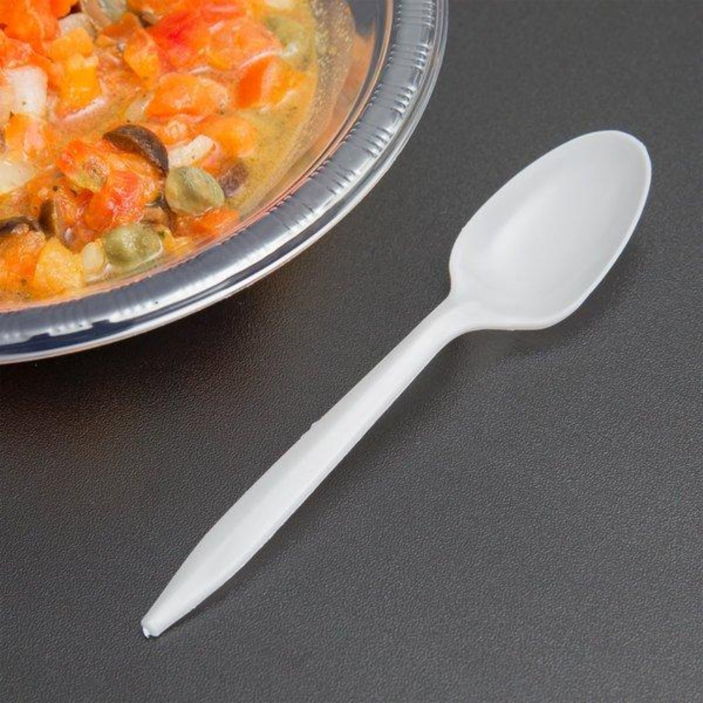 *BUY BULK* Medium Weight Teaspoon White Cutlery VeZee