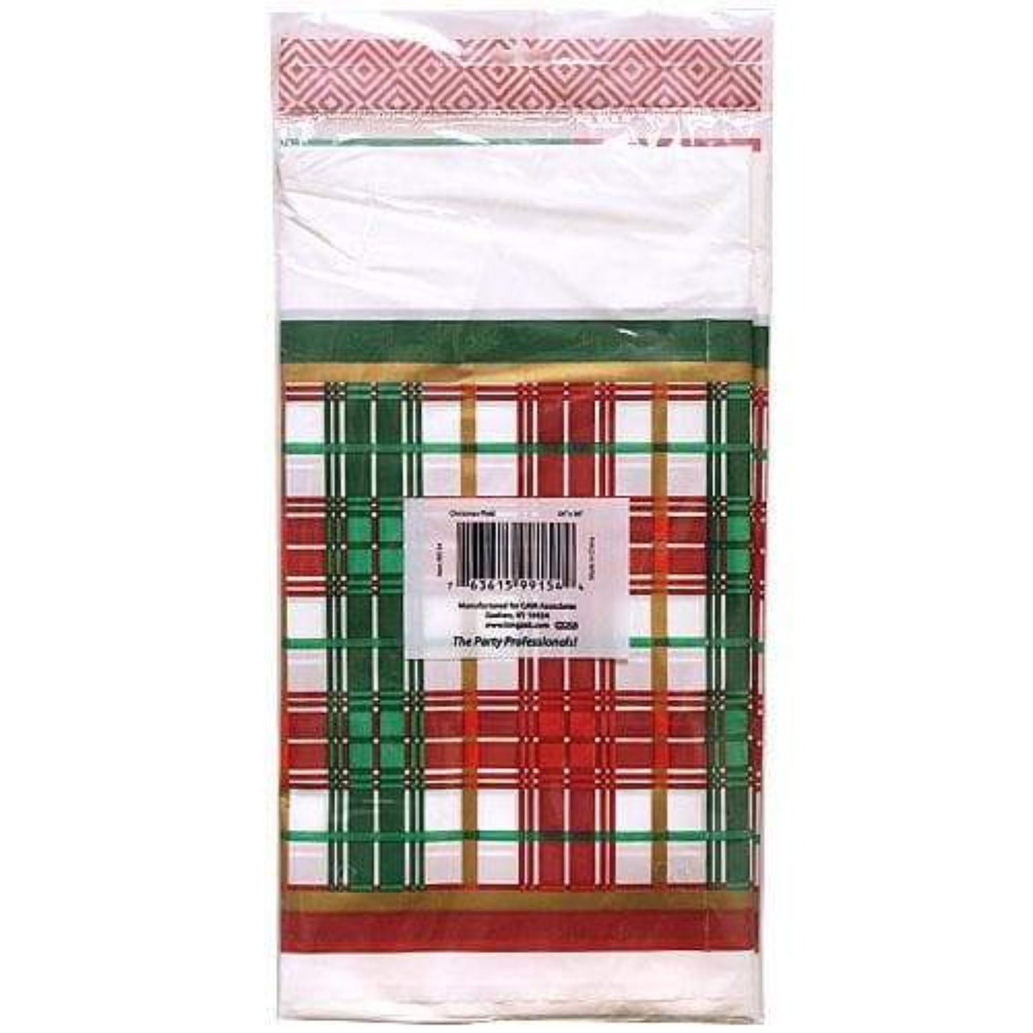 Christmas Plaid Heavyweight Plastic Table Cloth 54" x 96" 1 pack Disposable Hanna K