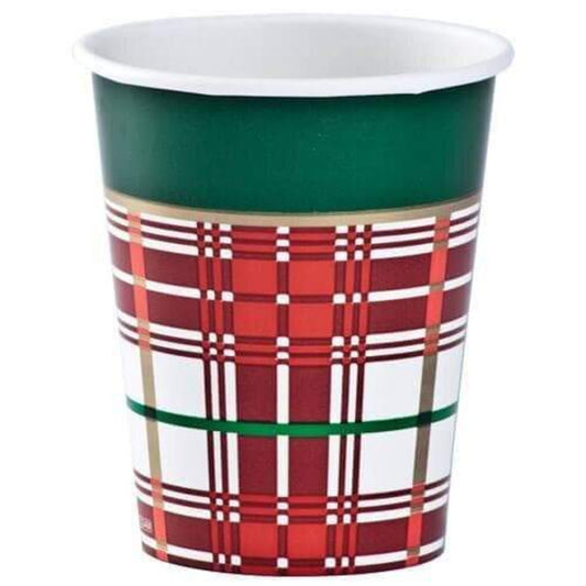 Christmas Plaid Premium Heavyweight Paper Cups 9oz 12 count Disposable Hanna K   