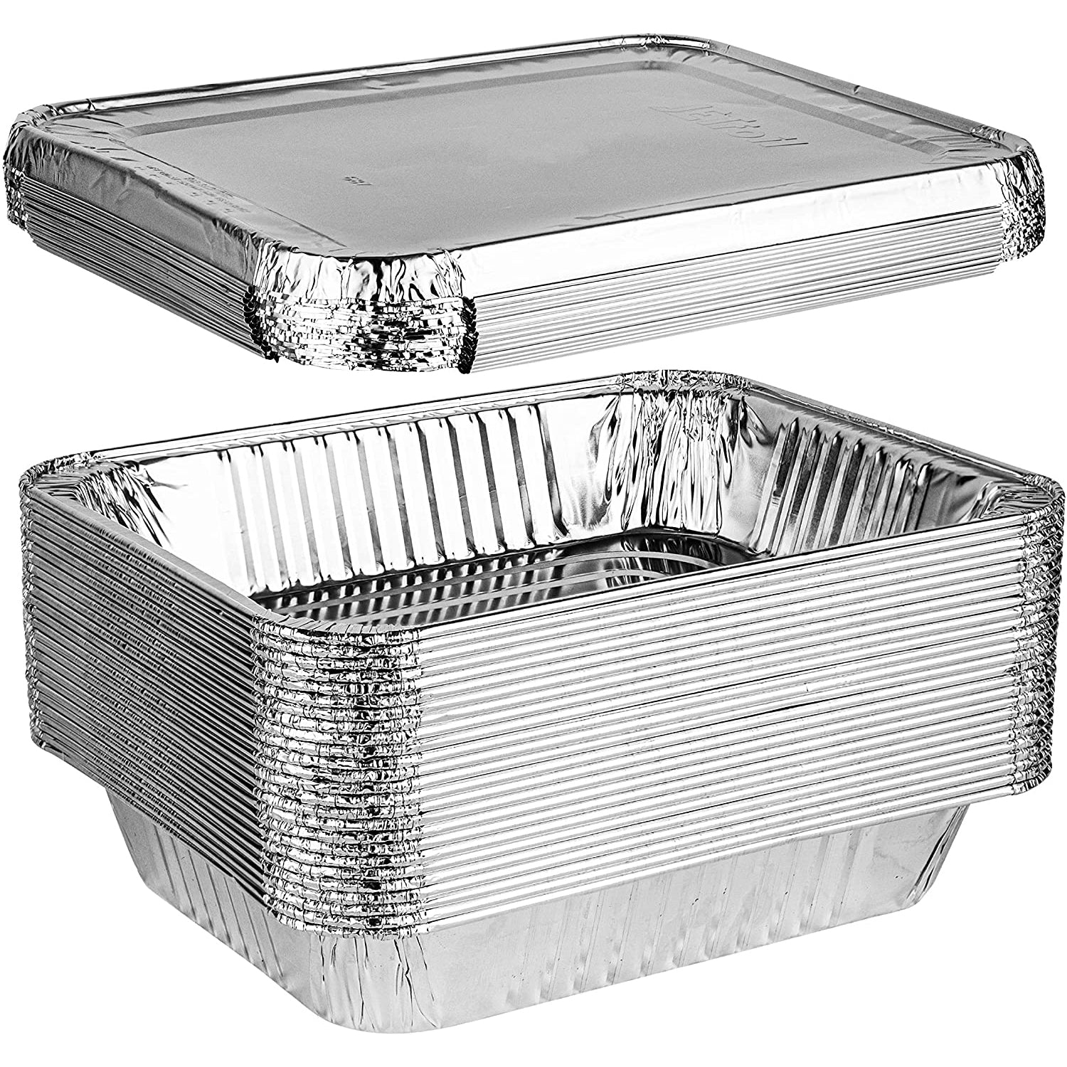 Smart Choice Disposable Aluminum Pans with Lids, (10 Pack) 9x13 Pans, Half size, Steam Table Pans, 12.75 x 10.5 x 2.25, Baking, Roasting, Chafing