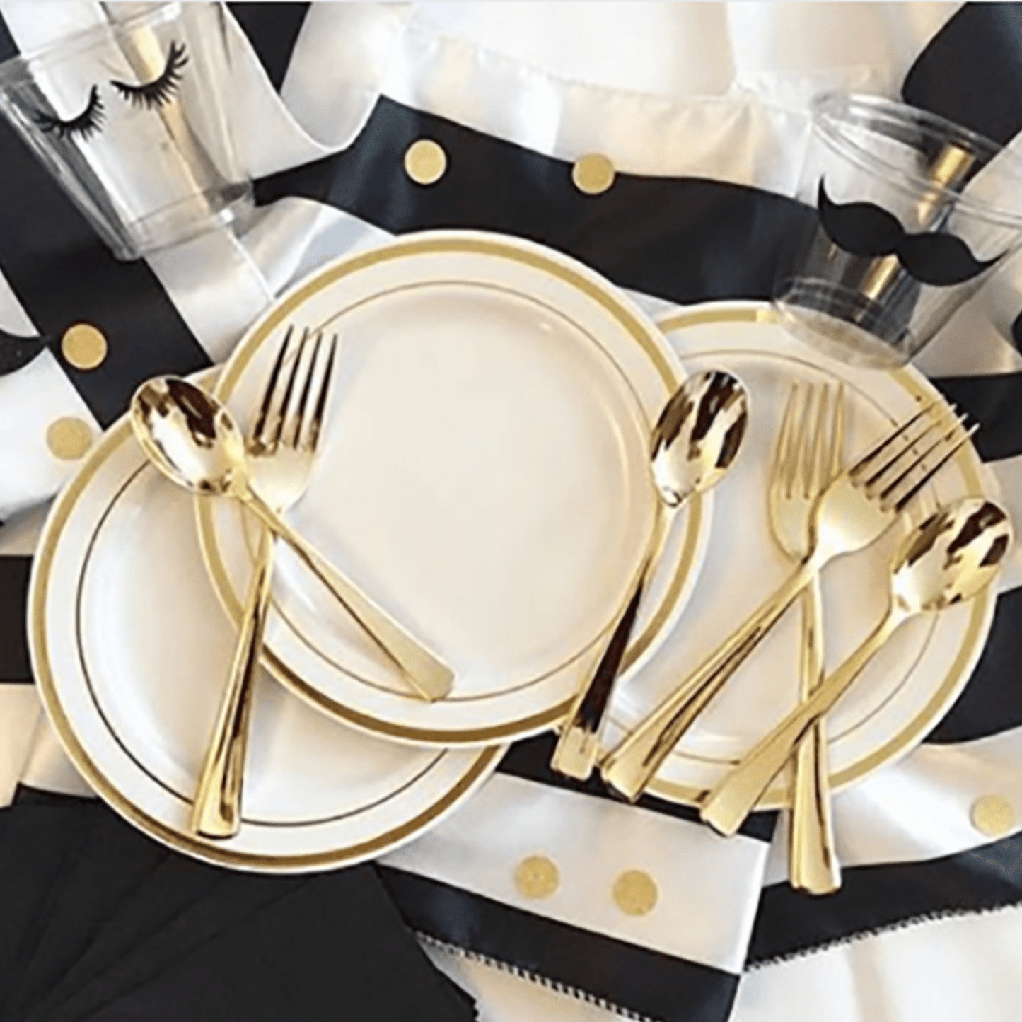 Dynasty Collection Plastic Gold Forks Tablesettings Blue Sky