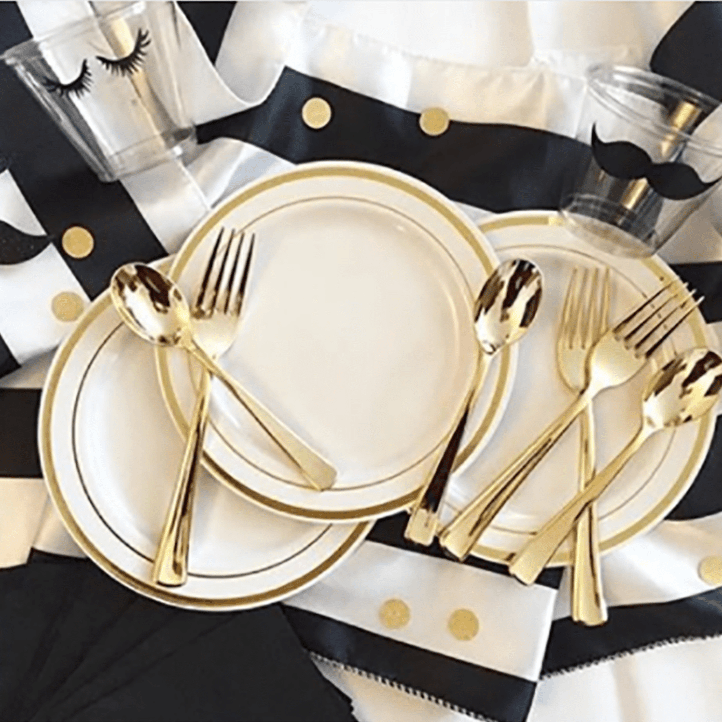 Dynasty Collection Plastic Gold Spoons Tablesettings Blue Sky