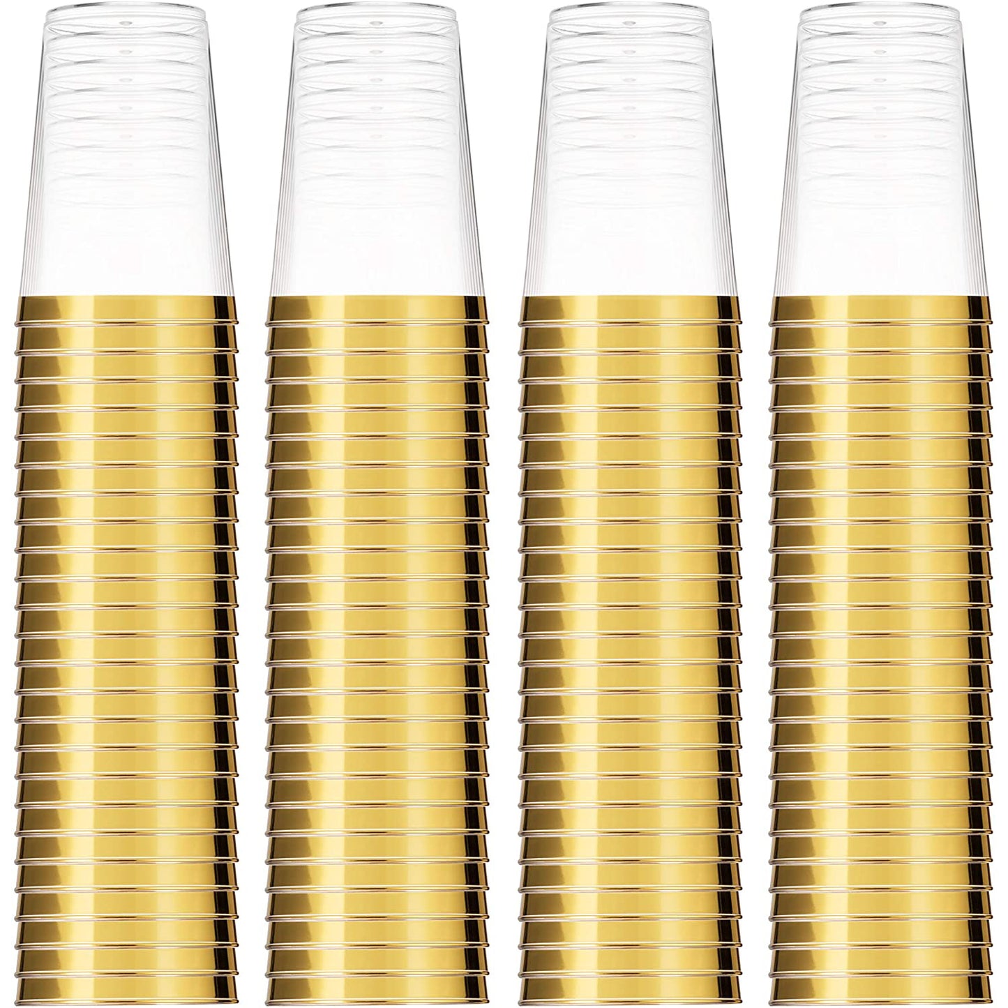 *WHOLESALE* Plastic Disposable Cups Gold Rim Tumblers 10 oz Jumbo Pack: 400CT Tumblers Blue Sky